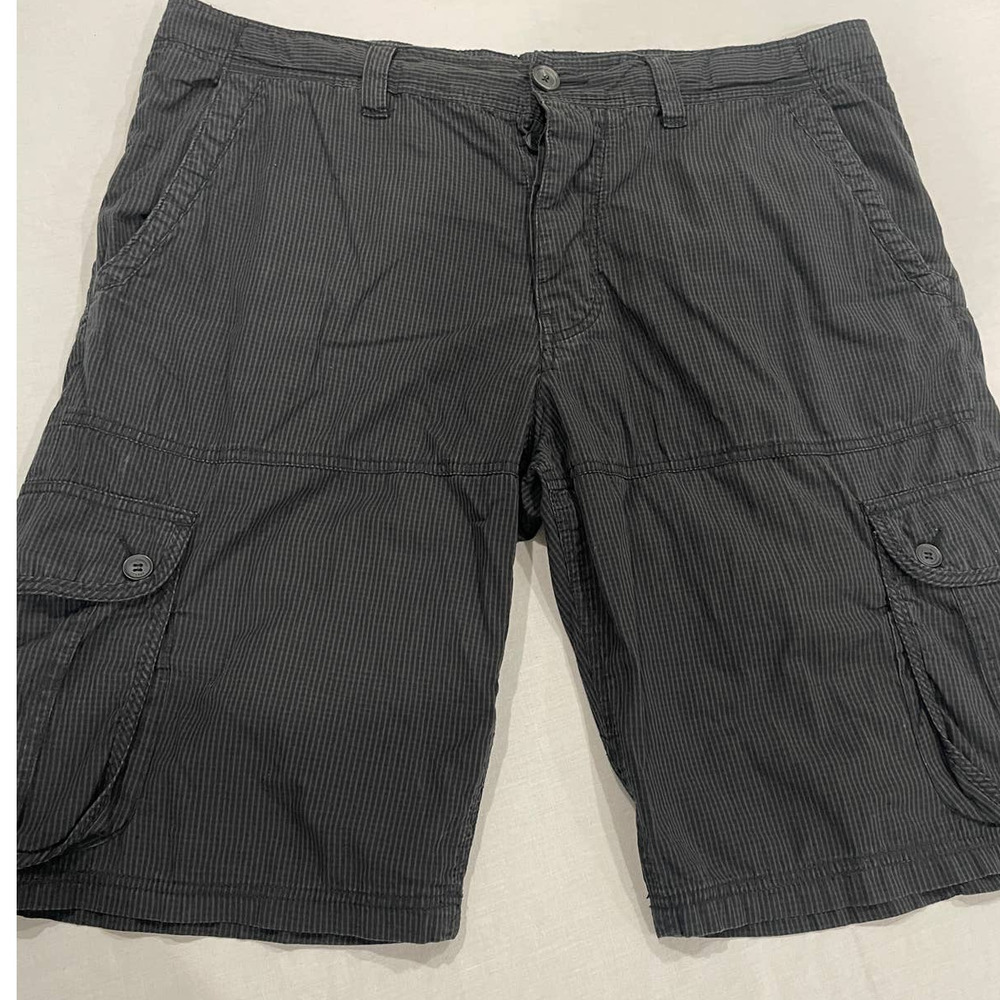 French Connection Cargo Shorts Mens Black Waist 38" Combat Cotton Pockets Casual